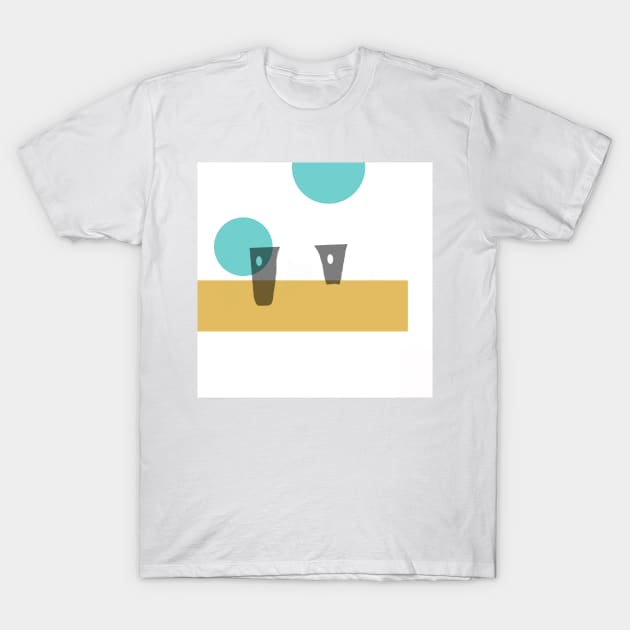 Two For Tea on A Summer Afternoon Minimal Retro Abstract With Bokah T-Shirt by aldersmith